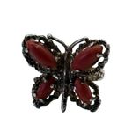 Antique South Western Coral Stone Butterfly Ring size 7.5 Red Photo 5