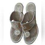 Jack Rogers Marabella Thong Sandal Whipstitch Shoe Metallic Gold Wedge Size 9 Photo 2