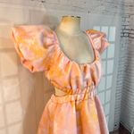 ASOS NWT Pink Orange Bubble Smock Puff Sleeve Scuba Open Back Mini Dress Size 8 Photo 1