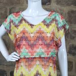 American Rag Cie Dress Pastel Colored Chevron Mini Flutter Sleeve Woman's XS Photo 2