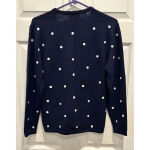 Susan Bristol Vintage‎  Blue White Cardigan Ribbon Embellished Polka Dot Small Photo 4