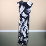 Eliza J Women’s Jersey Knit Blue White V-Neck Twist Front Tie Back Maxi Dress Photo 4