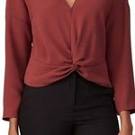 Amanda Uprichard Women’s Red Long Sleeve Halifax Top Blouse V-Neck Size S Photo 0