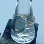 Sterling Silver Moon & Star Sea Tumbled Sea Foam Sea Glass  Ring Size 10 Photo 0