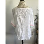 Lilly Pulitzer $198  LUCINDA CAFTAN Resort White Cover Up Embroidery Pink L Xl Photo 1