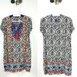 THML Damask Print Multicolor Embroidered Casual Tunic Dress Size Small FLAW Photo 1