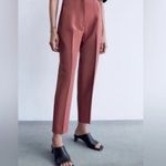 ZARA Women's High Waisted Pleated Ankle Trousers in Rose Pink Size S Photo 3
