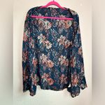 Soft Surroundings Open Front Tropical Floral Watercolor Flare Sleeve Kimono MP Photo 2