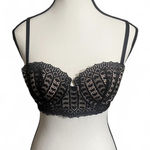 Adore Me Bra Sz 34C Nymphadora Black/Tan Lace Bustier Feminine Sexy Fairy Black Photo 0