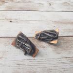 Vintage Clip On Earrings Copper? Unusual Welded? Design Statement Earrings Photo 1