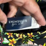 Swimsuit For All Black Tropical Single Shoulder Bikini Top Size 10 EUC #5586 Photo 3