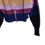 Aerie Mock Neck Multicolor Cozy Chunky Knit Double-Zip Cardigan Sweater Medium Photo 4