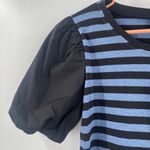 Karl Lagerfeld Top Size Small NWT Stripes Statement Sleeves Short Sleeve Classic Photo 5