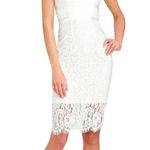 Lulus Sweet Blossom Ivory Lace Midi Dress Women's Large White Bridal Bride Chic Photo 0