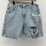 American Eagle  Women 4 Skater Denim 6" Short Light Wash Distressed Baggy Fit Photo 0