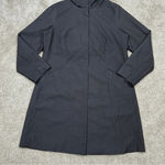 Eileen Fisher Channeled Rainwear Trench Long Line Jacket Coat Hooded Black M Photo 5