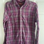 7 For All Mankind  Womens Small Purple Plaid Gauzy Button Down Laggenlook Photo 0