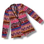 Vintage 80s 90s SpaceGirly Ikat Print Blazer‎ Jacket Multicolor Medium Pink Photo 12