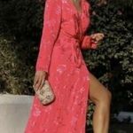 ZARA  bloggers favorite pink long sleeve floral jacquard true wrap maxi dress Photo 2