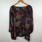 Catherines  Black Label Paisley Leopard Print Blouse 4X Lightweight Sheer Fall Photo 3