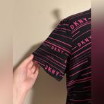 DKNY EUC Sport Black and Pink Logo Striped Workout Shirt size large Photo 4