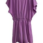 AGQT Women's Medium Purple Tie Front Romper Short Sleeve Casual Photo 7