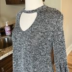 Penelope Project Sweater Heather Black Flowy Bell Waterfall Sleeves Choker Neck Size XS Photo 9