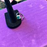 Size 8 green opal TANZAN and Garnet platinum over Sterling silver marked 925​ Photo 2