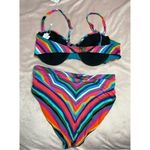 Trina Turk Rainbow Louvre High Waist Bottoms & Underwire Swim Size 10 12 Large Photo 8