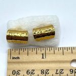 Vintage Gold Tone Textured Tube Earrings Photo 2