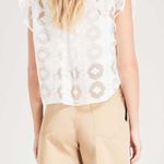 Sandro Women Floral Victoria Embroidered Lace Top White Floral Ruffle Sheer Sz 3 Photo 7