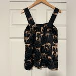 Ulla Johnson  Silk Tank Top Black Gold Deer Doe Animal Print Photo 1