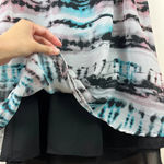 Japna  Tie Dye Stripe Chiffon Tank Top Blue Black‎ White Multi Small Flowy Y2K Photo 6