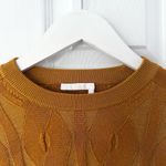 Chloé Chloe Golden Yellow Wool Silk Blend Cable Knit Relaxed Short Sleeve Sweater XS Photo 3