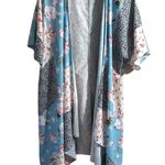 Kimono with floral print Blue Size XXL Photo 1