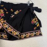 ZARA  Woman Skort Womens Small Black Embroidered Floral Wrap Tie Waist Boho Photo 3