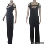 Frederick's of Hollywood Size L Black Jumpsuit Flare Leg Playsuit Catsuit Straps Photo 1