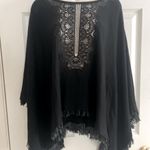Ella Moss  Black Poncho with Fringe Photo 2