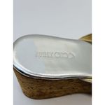 Jimmy Choo  Women's Velvety SILVER Cork Wedge Heel Thong Sandals SIZE 40 1/2 Photo 6