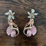 Betsey Johnson Mermaid Flower Drop Earrings Gold Halloween Chappell Roan Photo 1