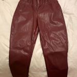 Burgandy leather pants Red Size 0 Photo 0