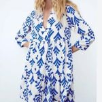 ZARA  blue and white floral baby doll dress size xs Photo 4