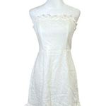 Selfie Leslie Little White Mini Dress Cotton Strapless Tie-Back Ruffle Sz Large Photo 0