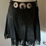 Vintage frontier collection suede black cowgirl fringe skirt embellished size 11 Photo 0
