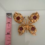 Vtg Avon Butterfly Pin Brooch Gold Tone Rhinestone Victorian Revival Art Nouveau Photo 4