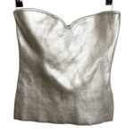 ZARA  Top Womens Small Silver Metallic Strapless Sweetheart Bodycon Side Zip Photo 0