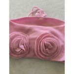 SheIn  Pink Knit Cropped Halter Top Three Rose Appliques size L Photo 4