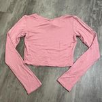 None Cropped Long Sleeve TShirt Pink Size Small Photo 3