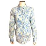 Appleseeds Size Large Blue Green Floral Button Shirt Coastal Garden Style Casual Photo 1