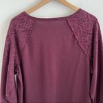 Knox Rose Maroon Lightweight Crewneck Pullover Sweater Top Lace Waffle Knit L Photo 6